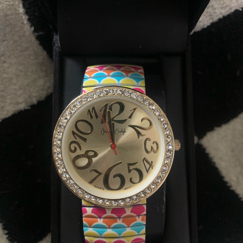 Colorful Watch with Rhinestone Bezel